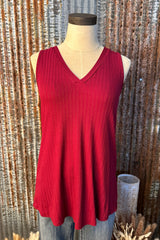 Maroon V-neck Tank