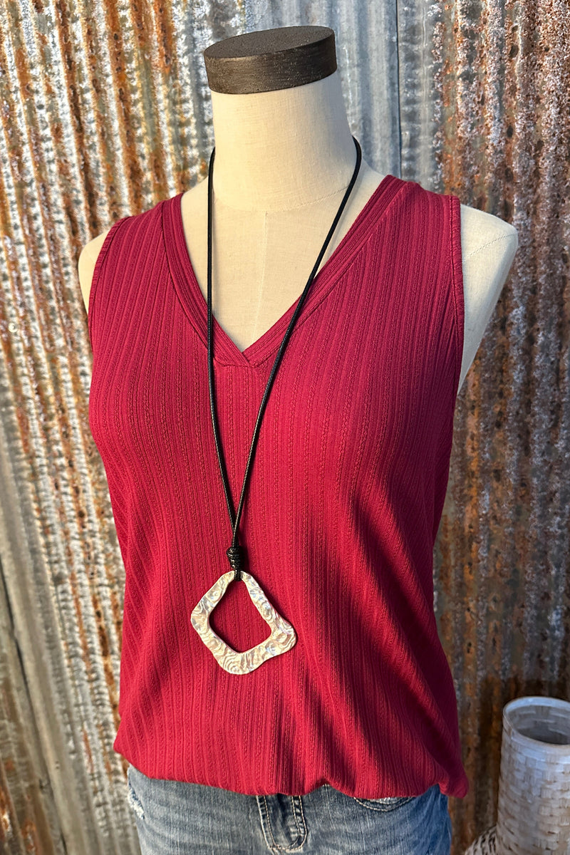 Maroon V-neck Tank