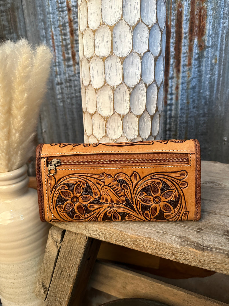 Tooled leather wallet