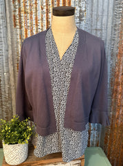 Jessica Leopard Sleeveless Blouse with Dark Grey Bolero both by Keren Hart