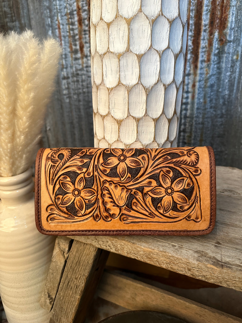 Tooled leather wallet